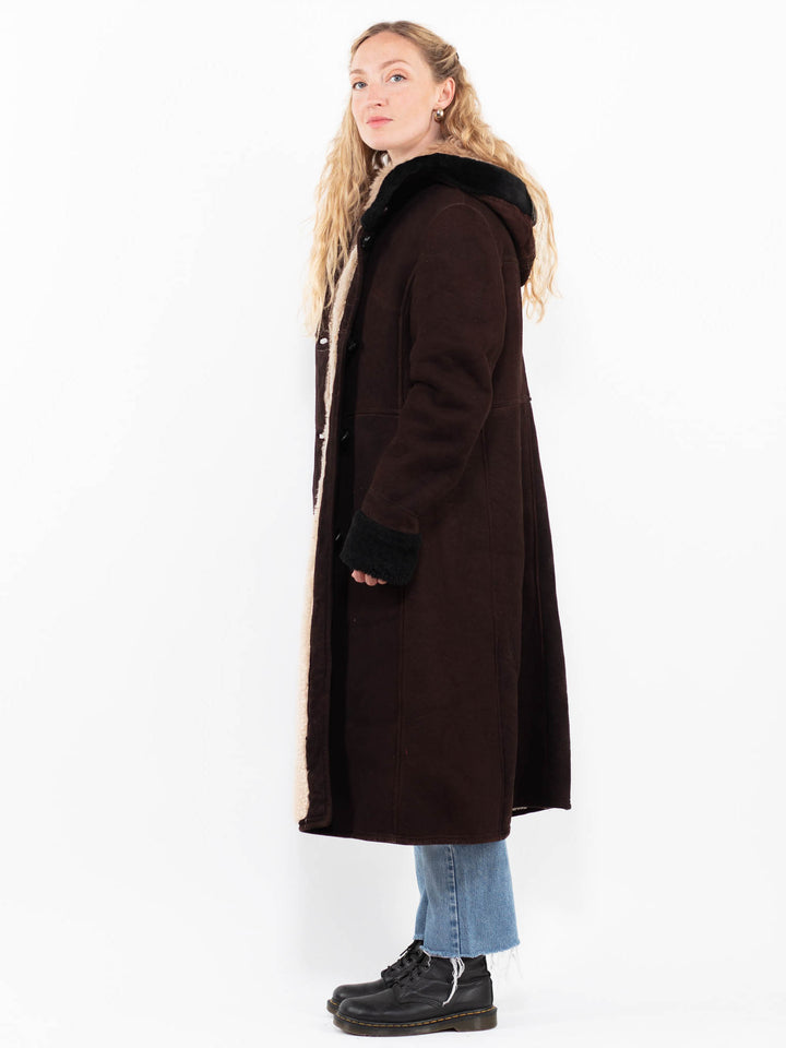 Vintage 80's Women Sheepskin Coat in BrownA0245