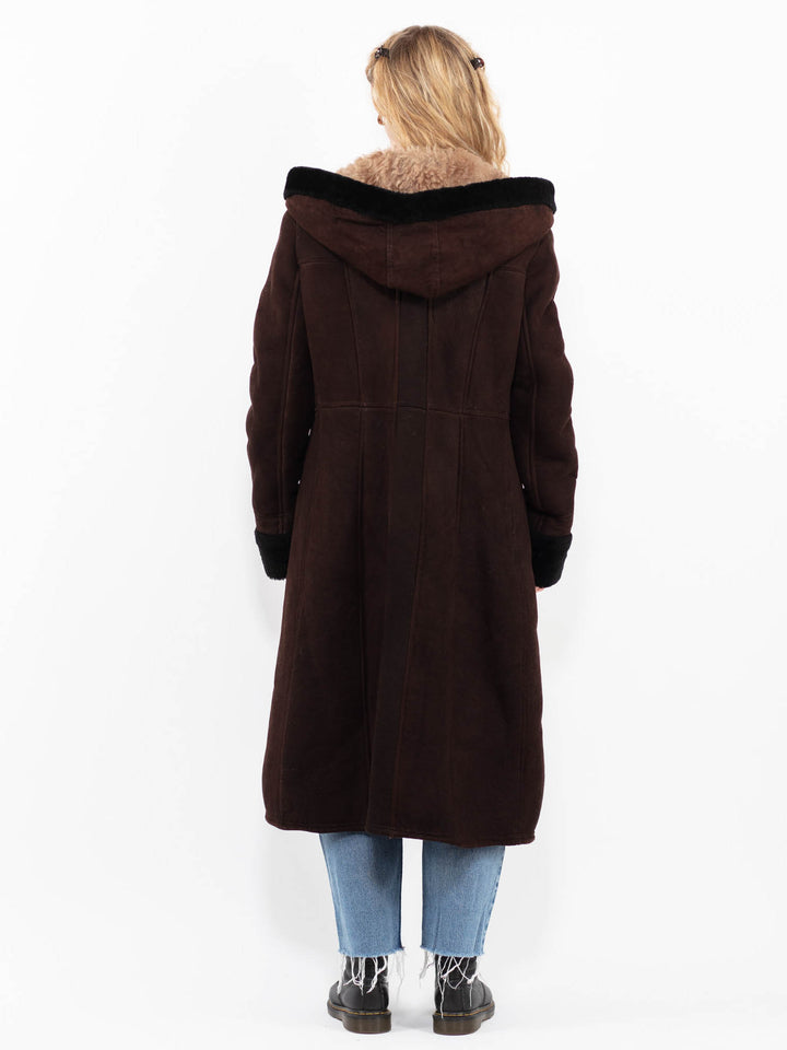Vintage 80's Women Sheepskin Coat in BrownA0245