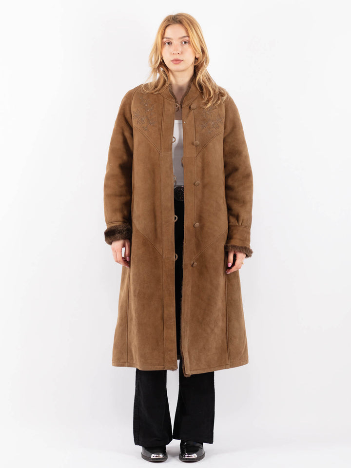 Vintage 80's Women Sheepskin Coat in BrownV9646
