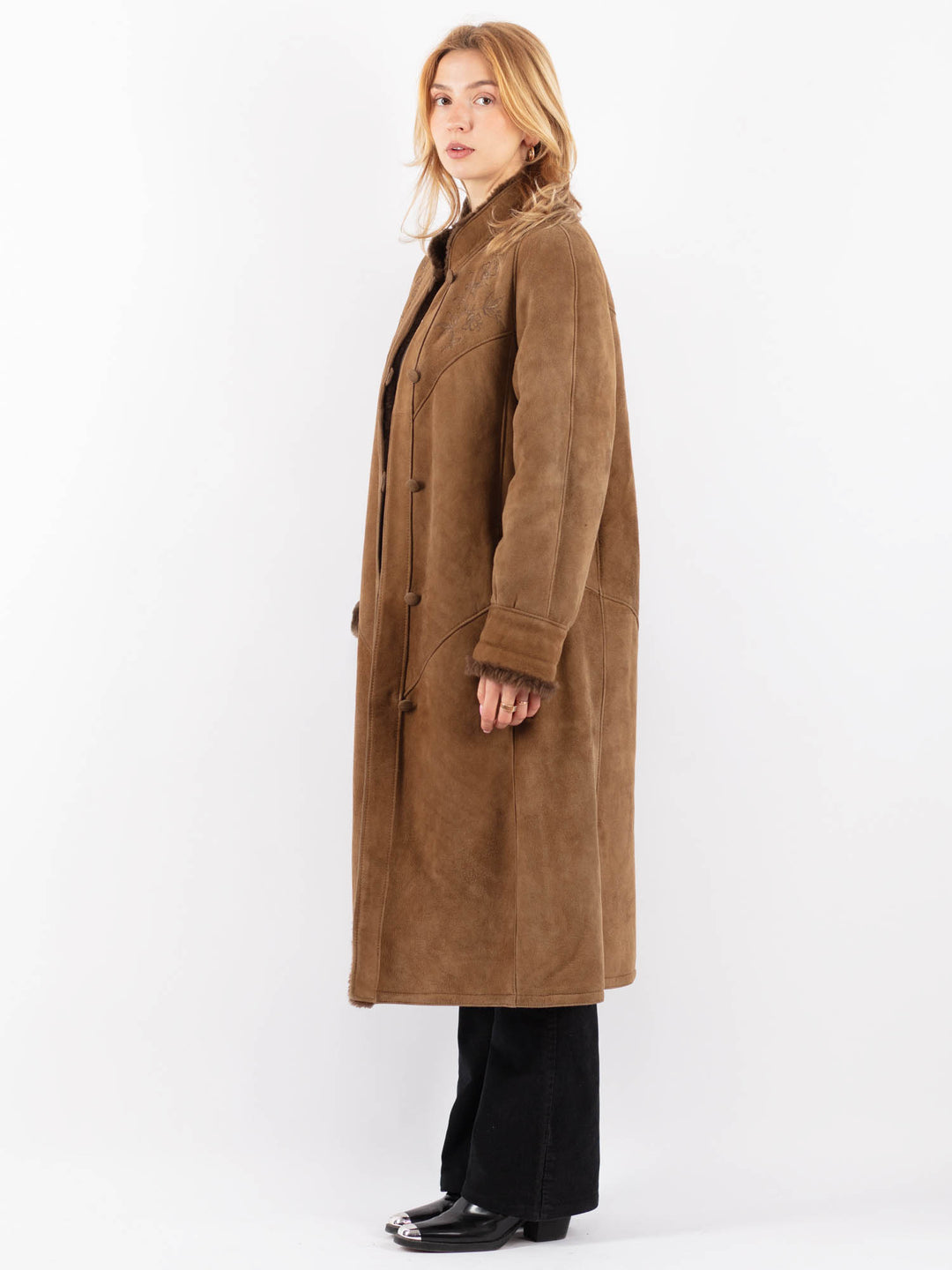 Vintage 80's Women Sheepskin Coat in BrownV9646