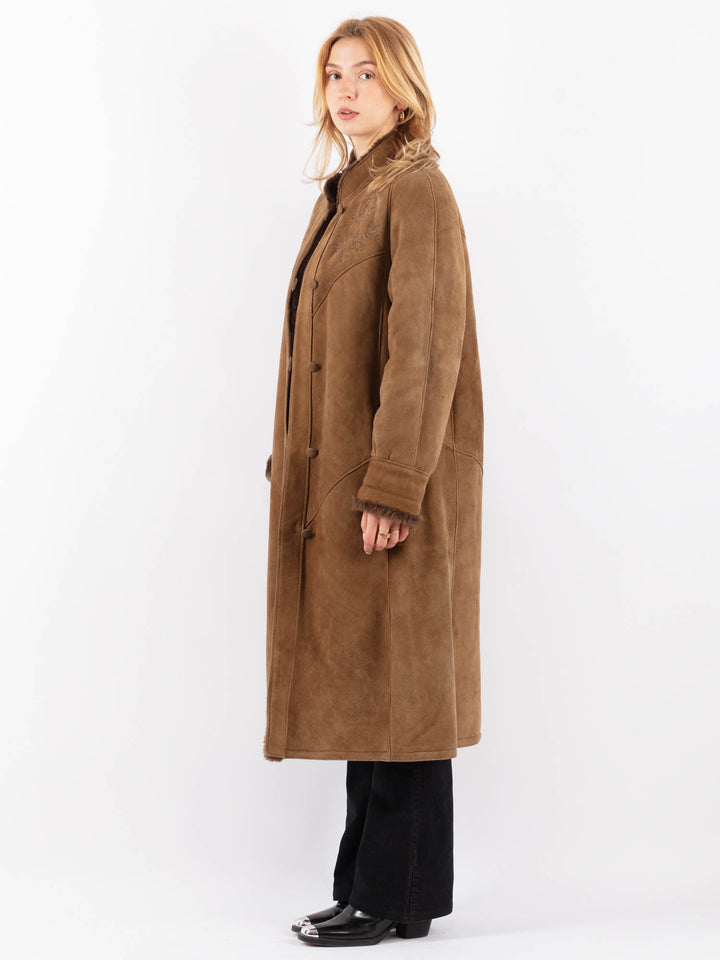 Vintage 80's Women Sheepskin Coat in BrownV9646