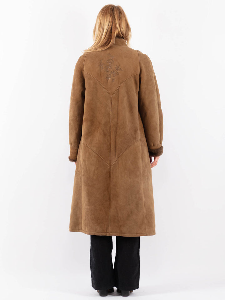 Vintage 80's Women Sheepskin Coat in BrownV9646