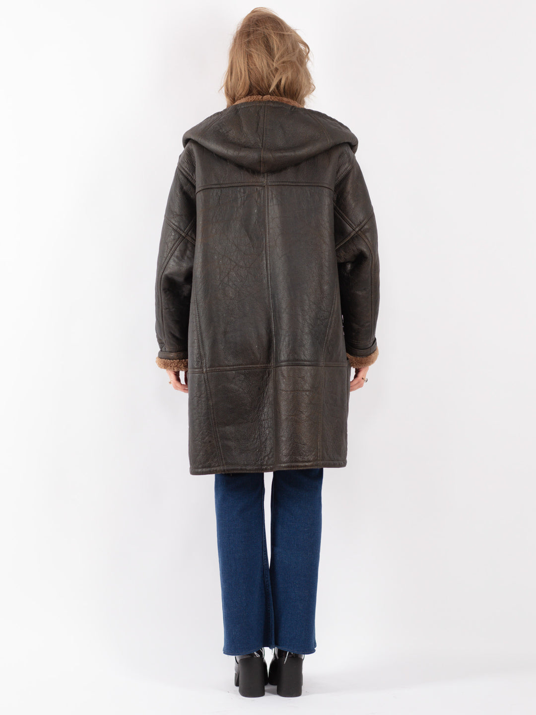 Vintage 80's Women Sheepskin Coat in Brown