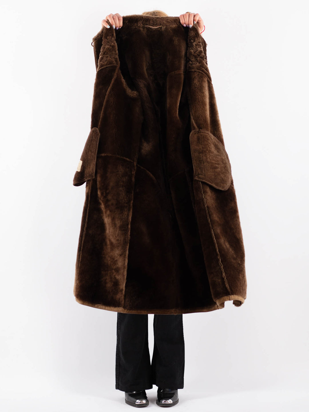 Vintage 80's Women Sheepskin Coat in BrownV9646