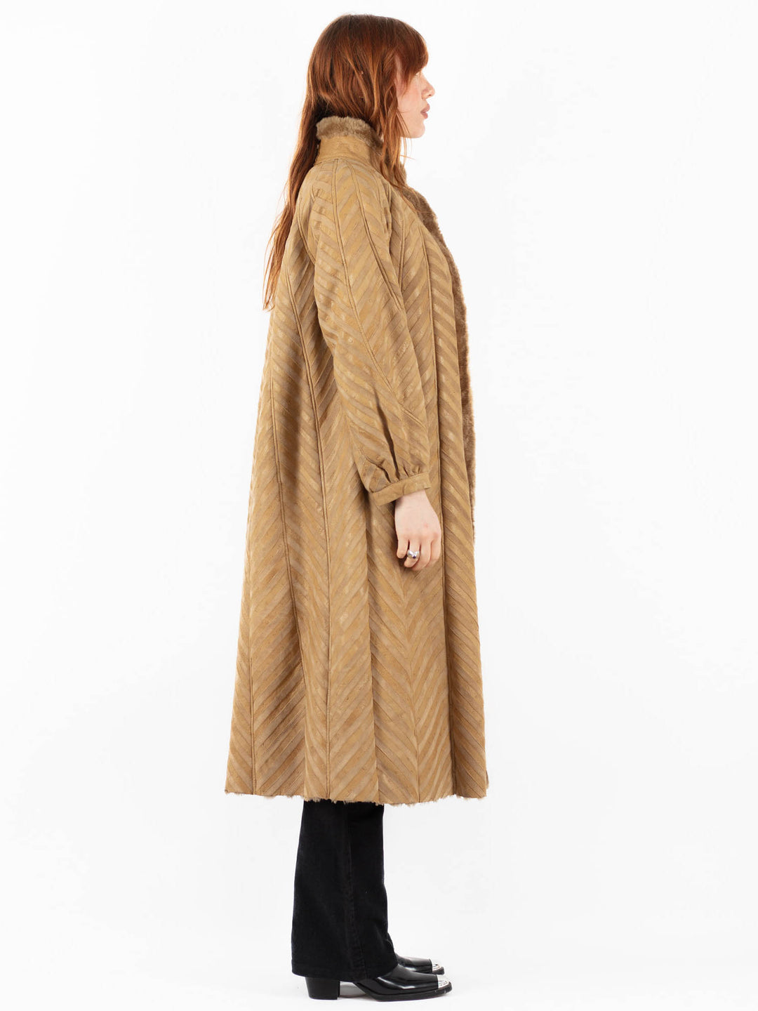 Vintage 80's Women Sheepskin Coat in BeigeV9748