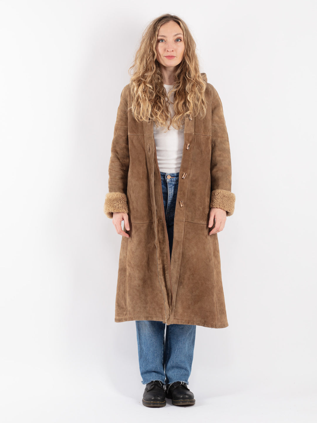 Vintage 80's Women Sheepskin Coat in BeigeV9035