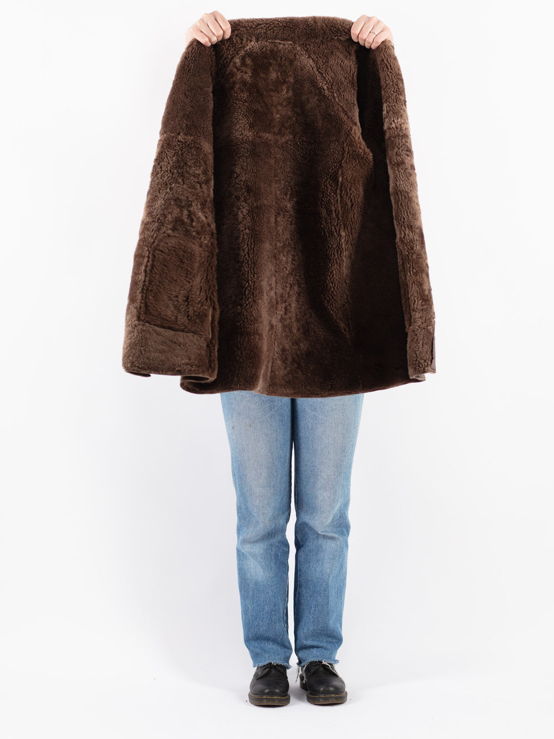 Vintage 80's Women Sheepskin Coat in Beige