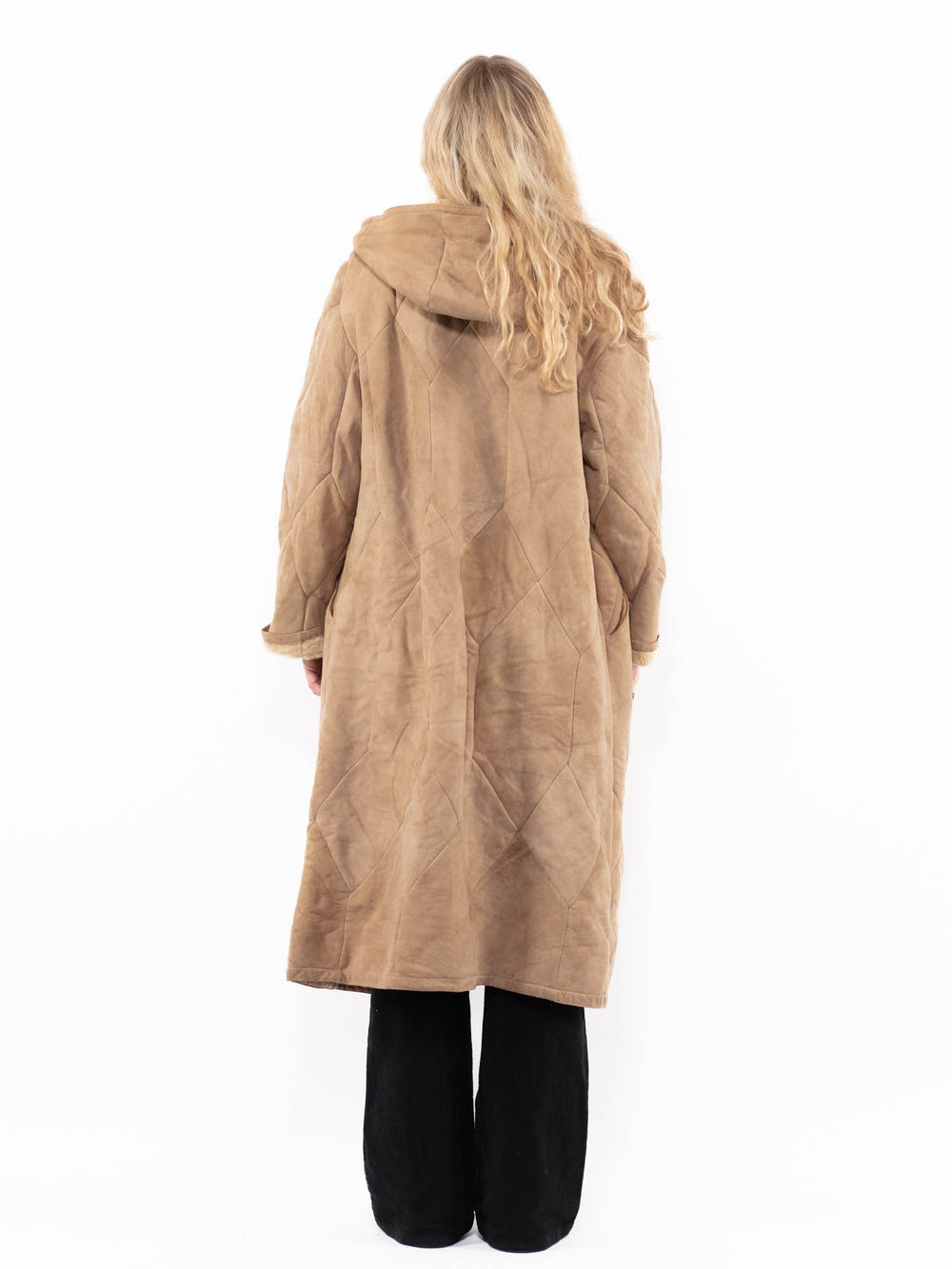 Vintage 80's Women Sheepskin Coat in BeigeA0879