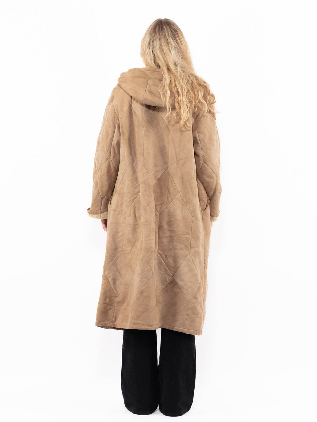 Vintage 80's Women Sheepskin Coat in BeigeA0879