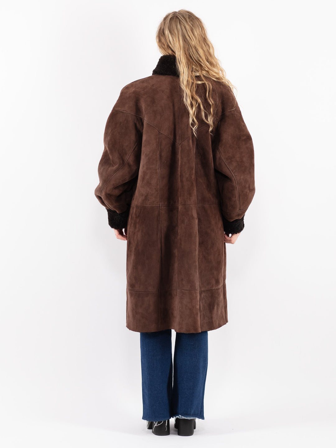 Vintage 80's Women Sheepskin Coat in Brown