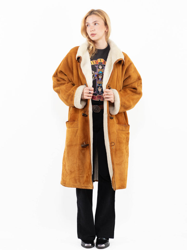 Vintage 80's Women Sheepskin Coat in BrownA1048