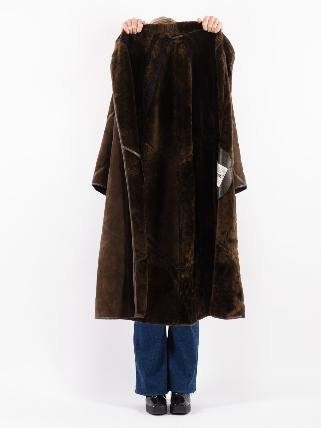 Vintage 80's Women Sheepskin Coat in Green