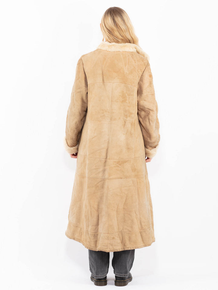Vintage 80's Women Sheepskin Coat in BeigeA0599