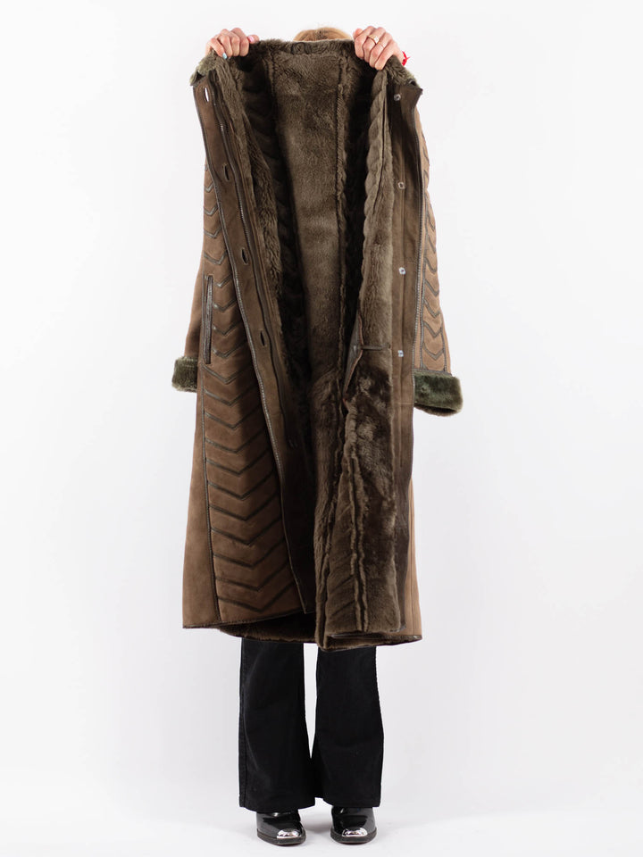 Vintage 80's Women Sheepskin Coat in BeigeV9650