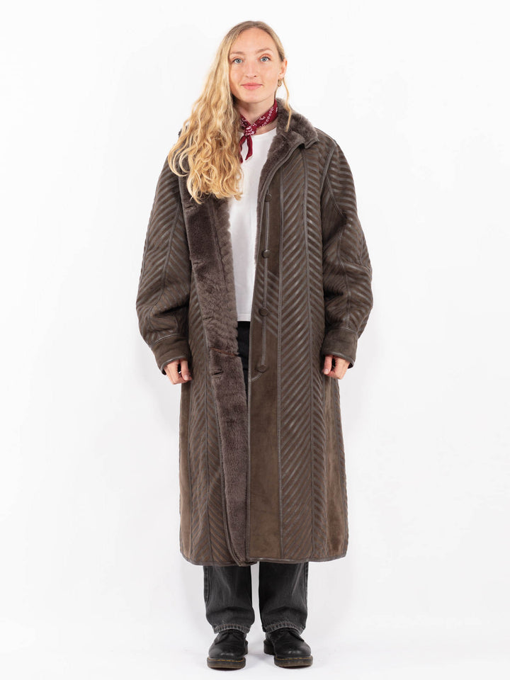 Vintage 80's Women Sheepskin Coat in BrownA0603