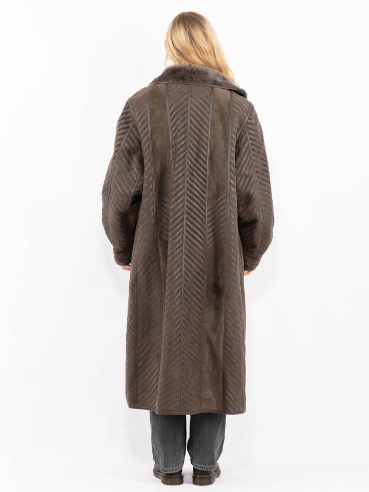 Vintage 80's Women Sheepskin Coat in BrownA0603