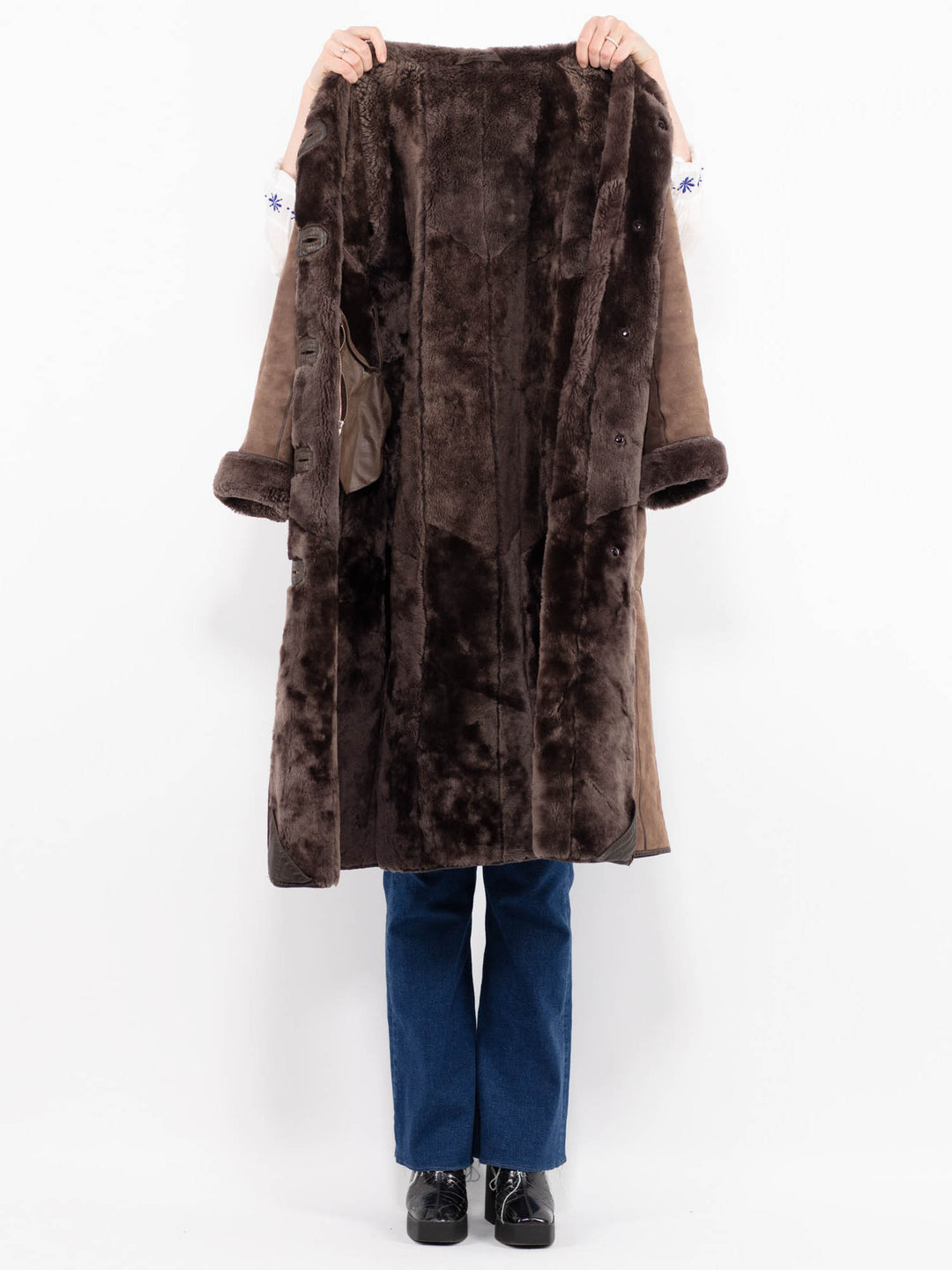 Vintage 80's Women Sheepskin Coat in BrownA0989