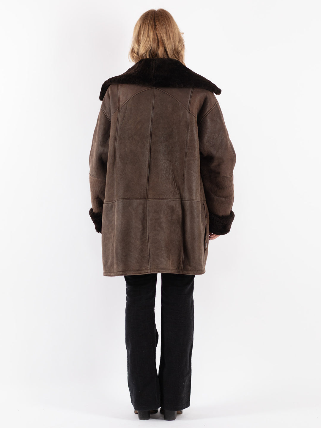 Vintage 80's Women Sheepskin Coat in Brown