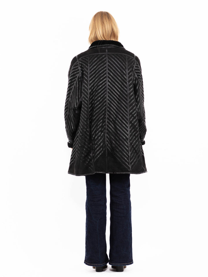 Vintage 80's Penny Lane Sheepskin Coat in Black