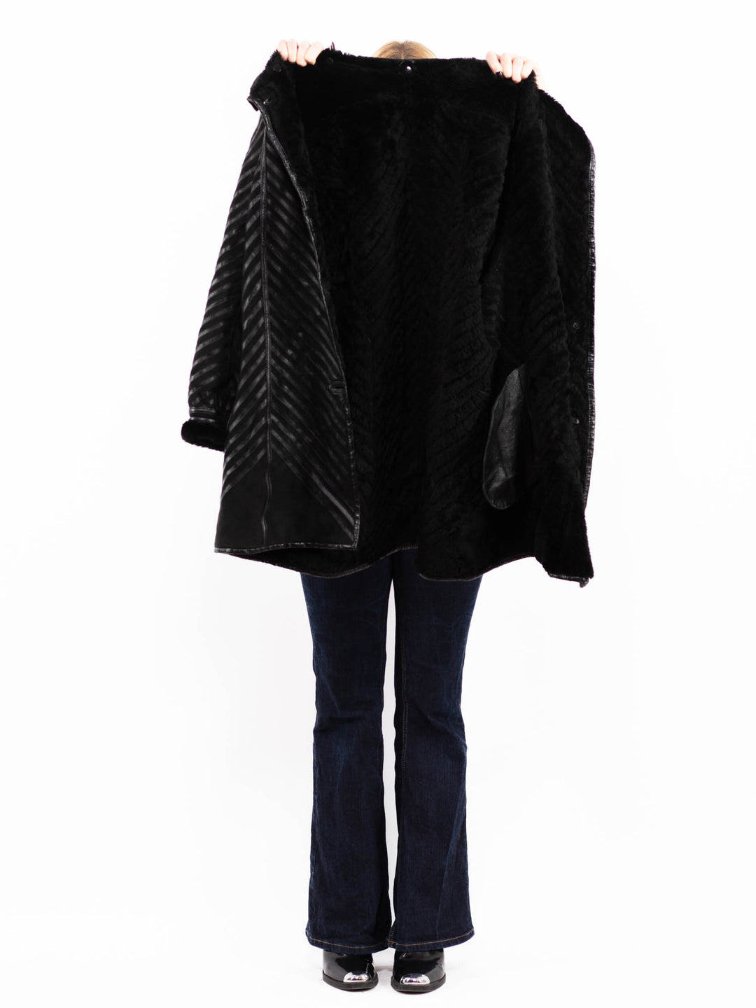 Vintage 80's Penny Lane Sheepskin Coat in Black