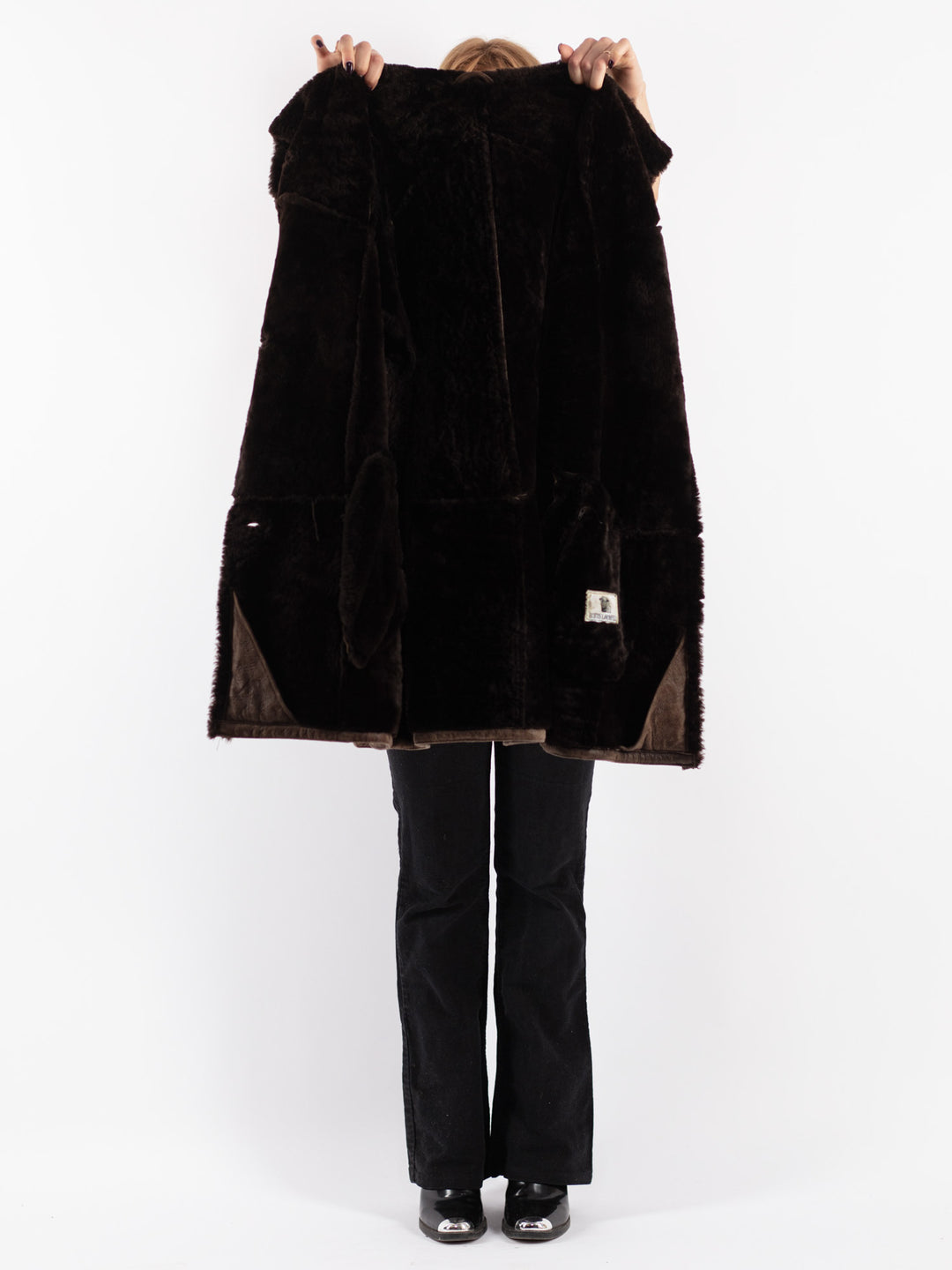Vintage 80's Women Sheepskin Coat in Brown