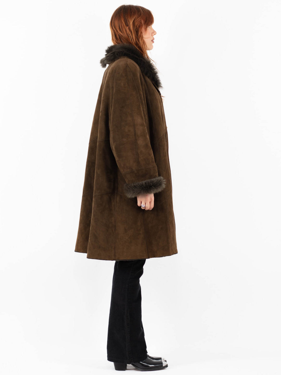 Vintage 80's Women Sheepskin Coat in GreenV9757