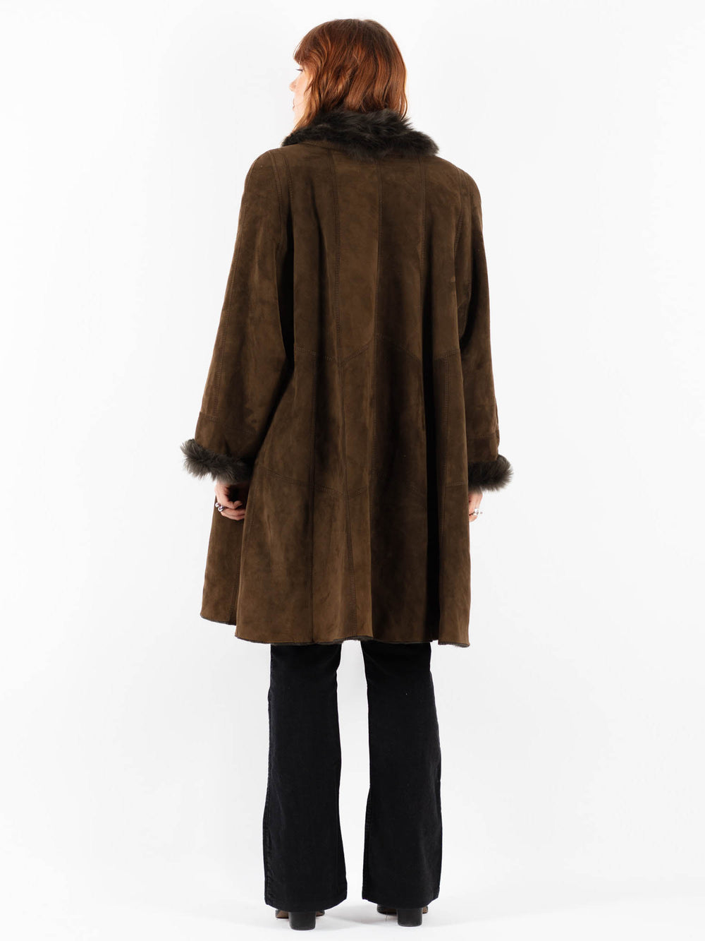 Vintage 80's Women Sheepskin Coat in GreenV9757