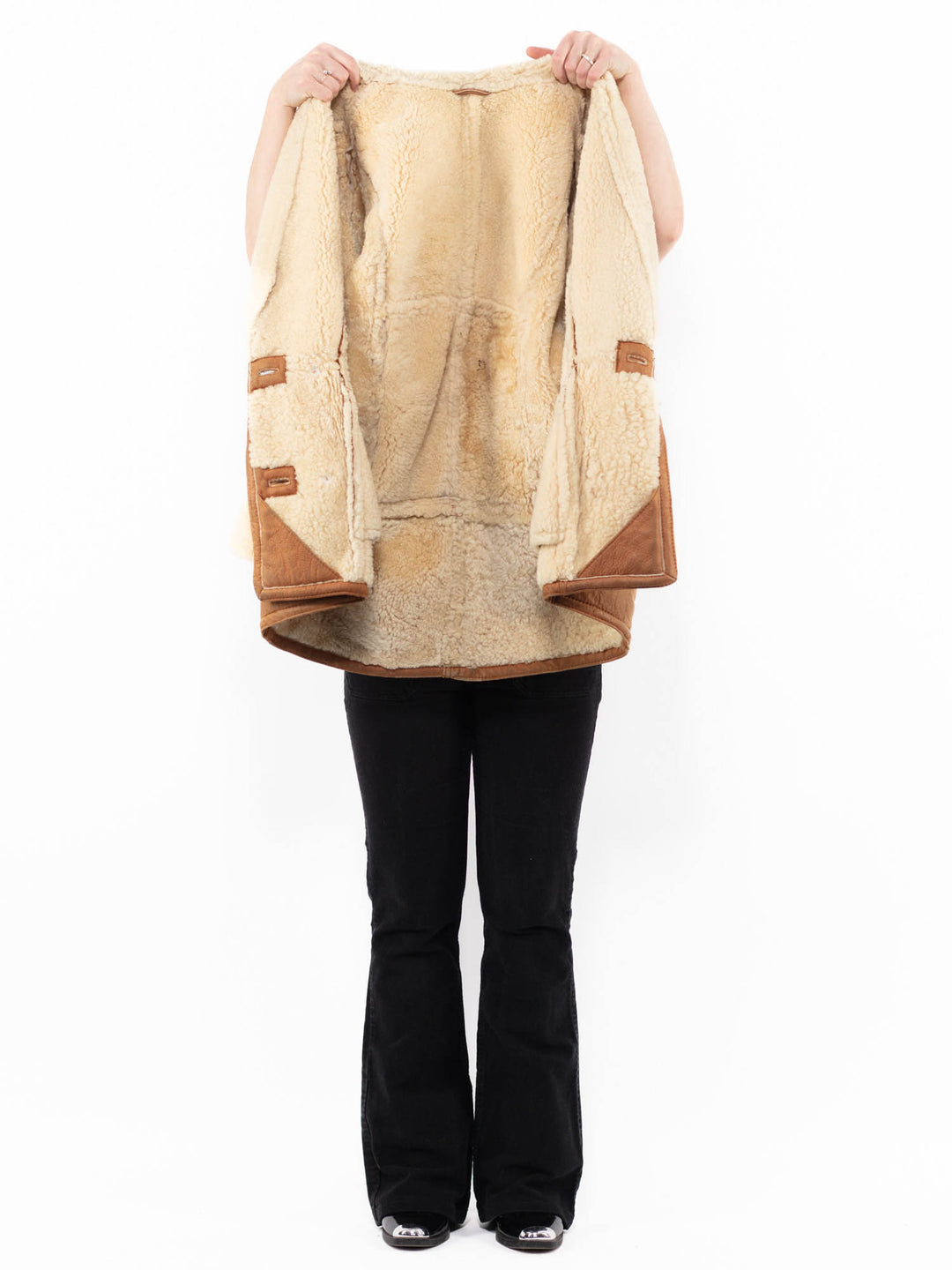 Vintage 80's Women Sheepskin Coat in BrownA0888
