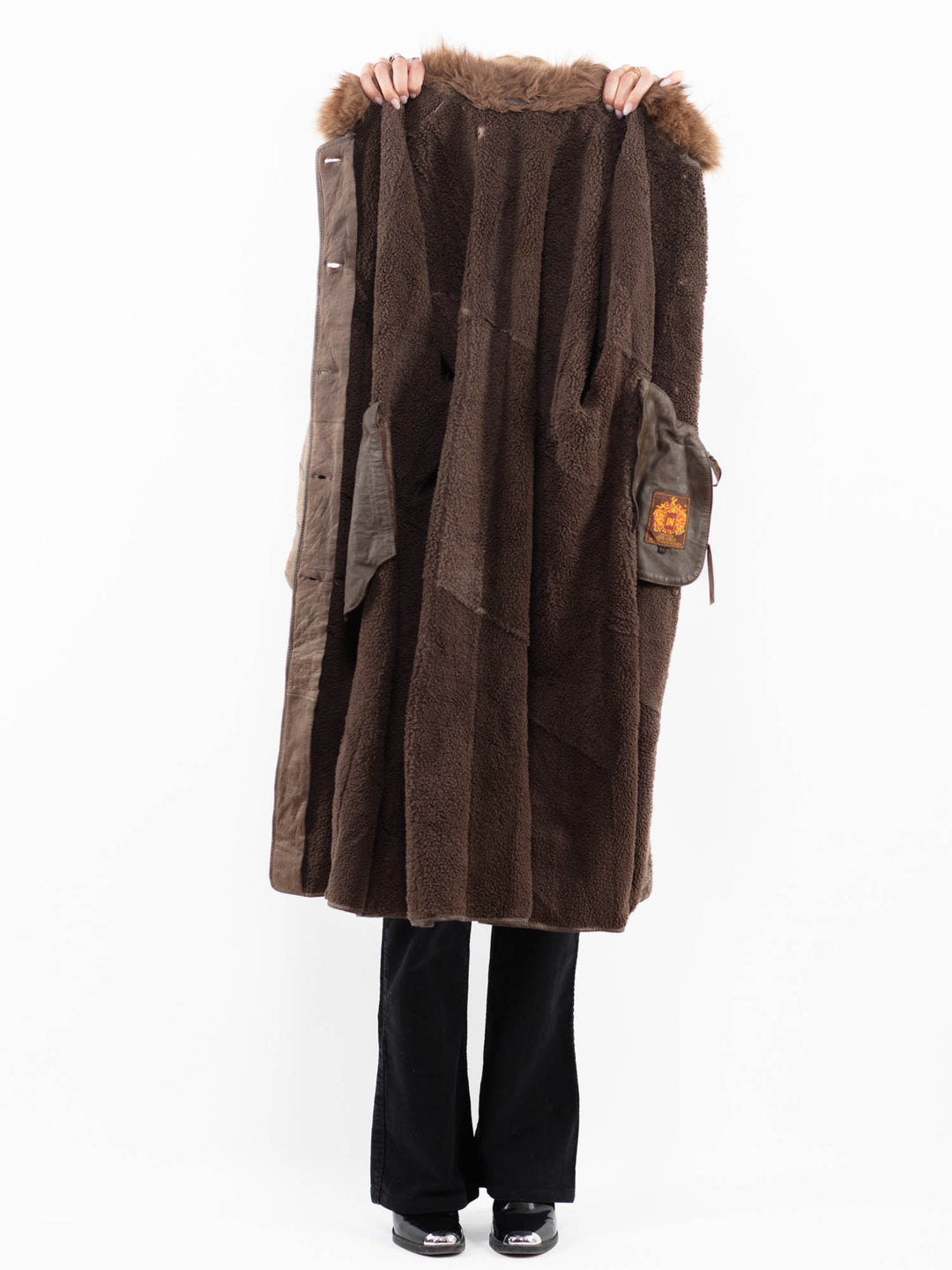 Vintage 80's Women Sheepskin Coat in BeigeA0156