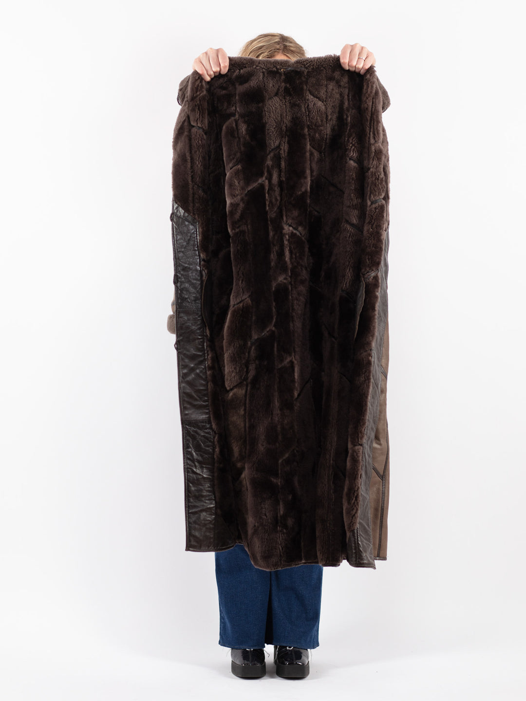 Vintage 80's Women Sheepskin Coat in Brown