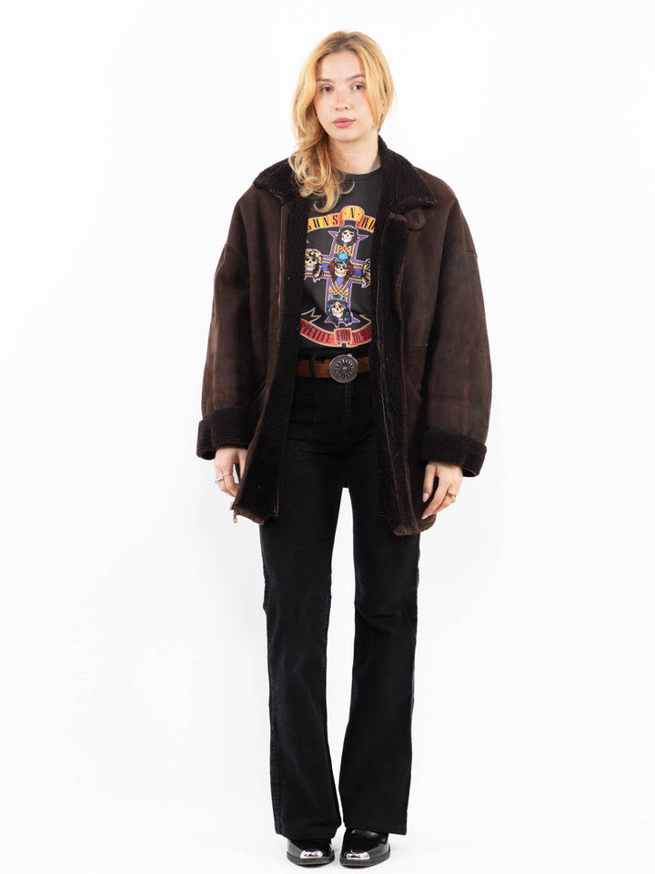 Vintage 80's Women Sheepskin Coat in BrownA0157