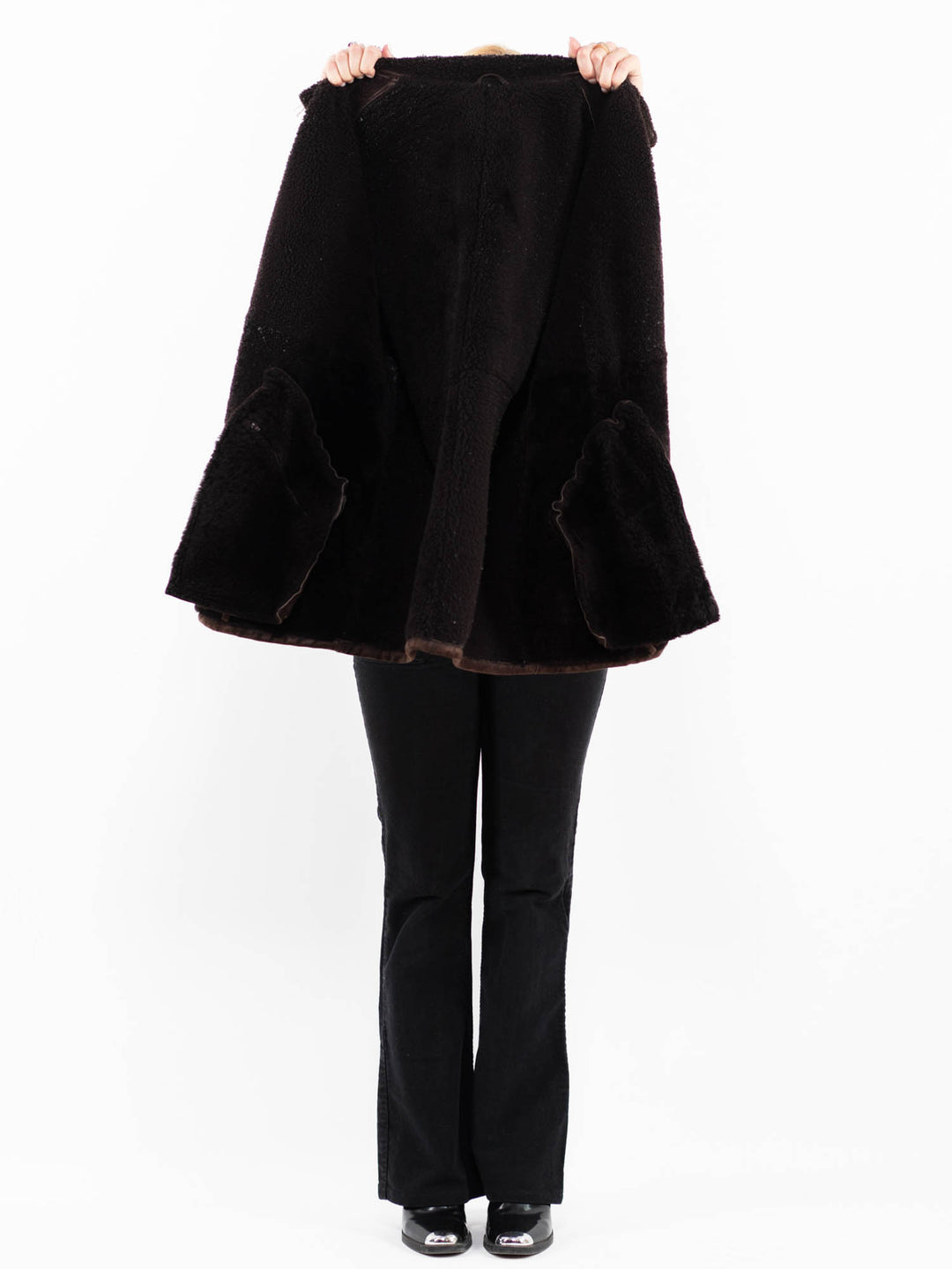 Vintage 80's Women Sheepskin Coat in BrownA0157