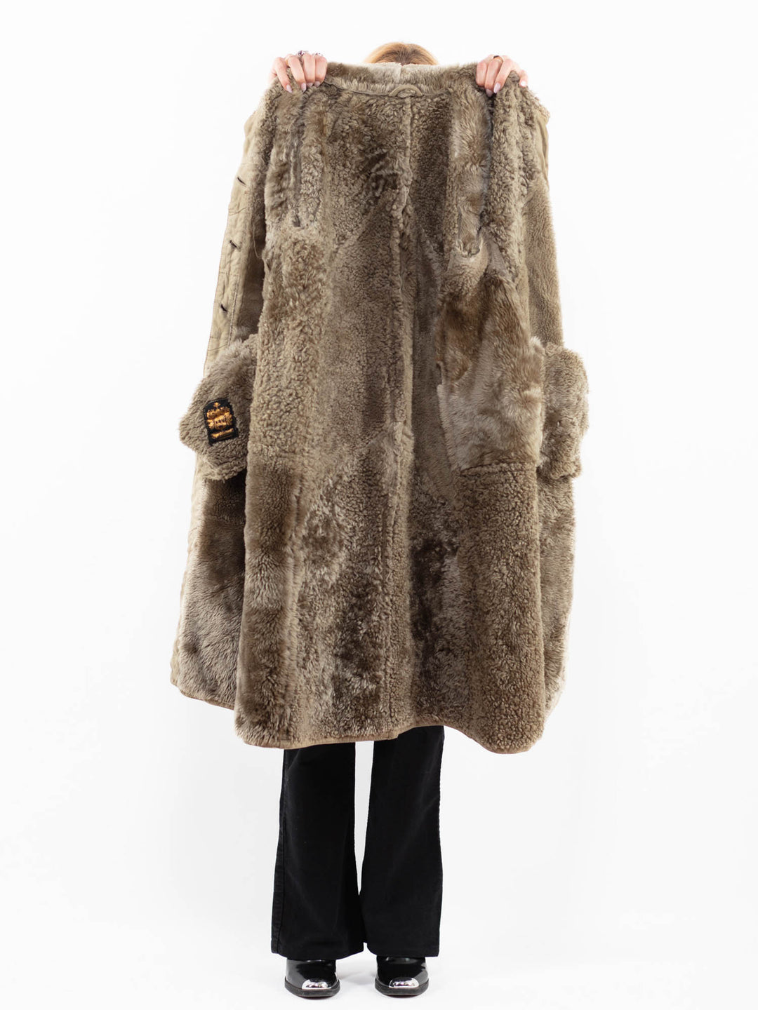Vintage 80's Women Sheepskin Coat in BeigeA0158