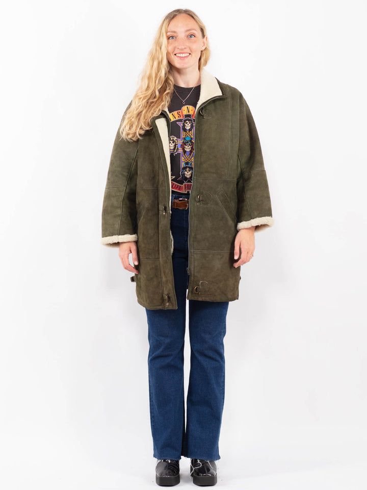Vintage 80's Women Sheepskin in GreenA0366