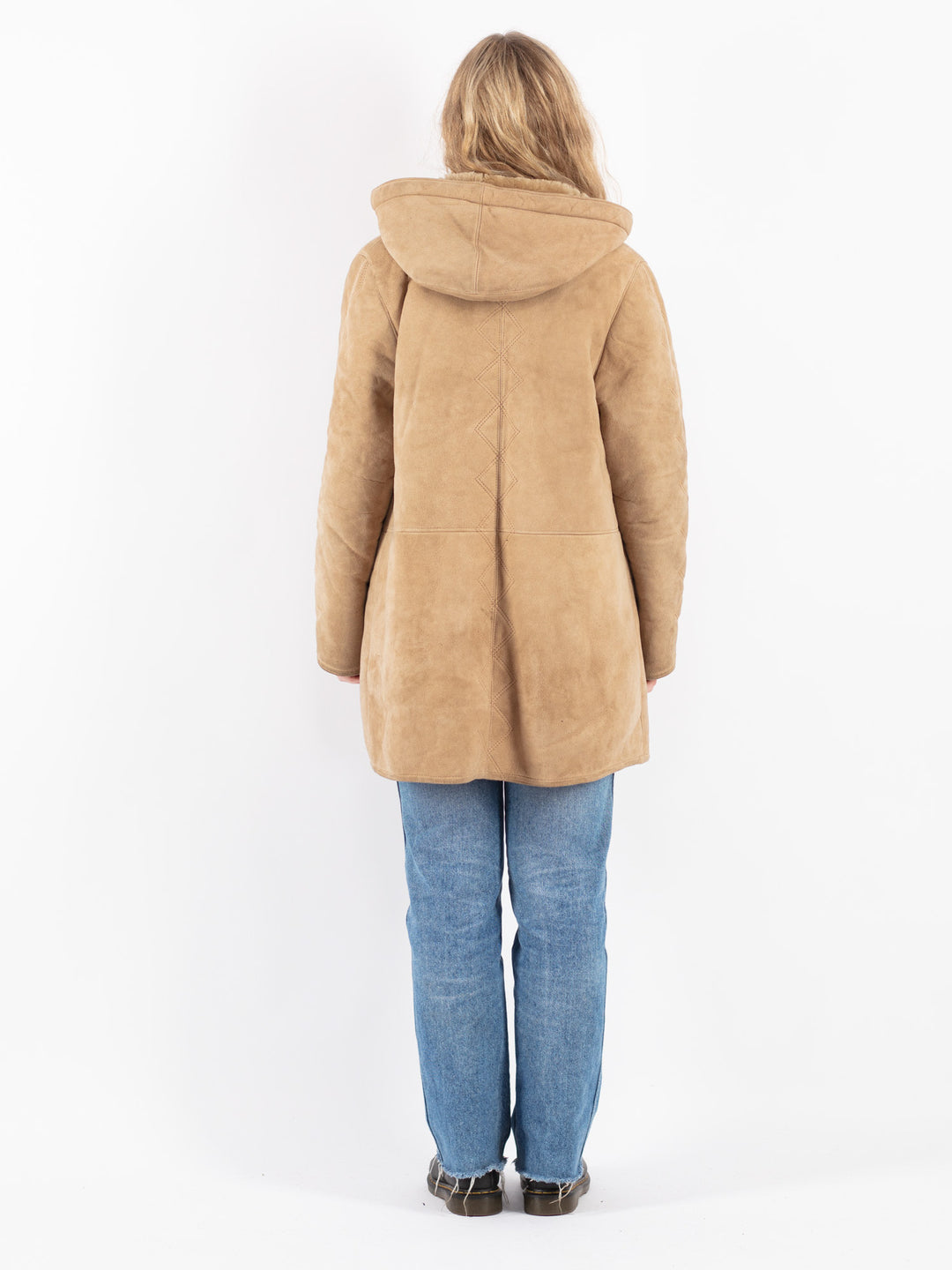Vintage 80's Women Sheepskin Coat in Beige