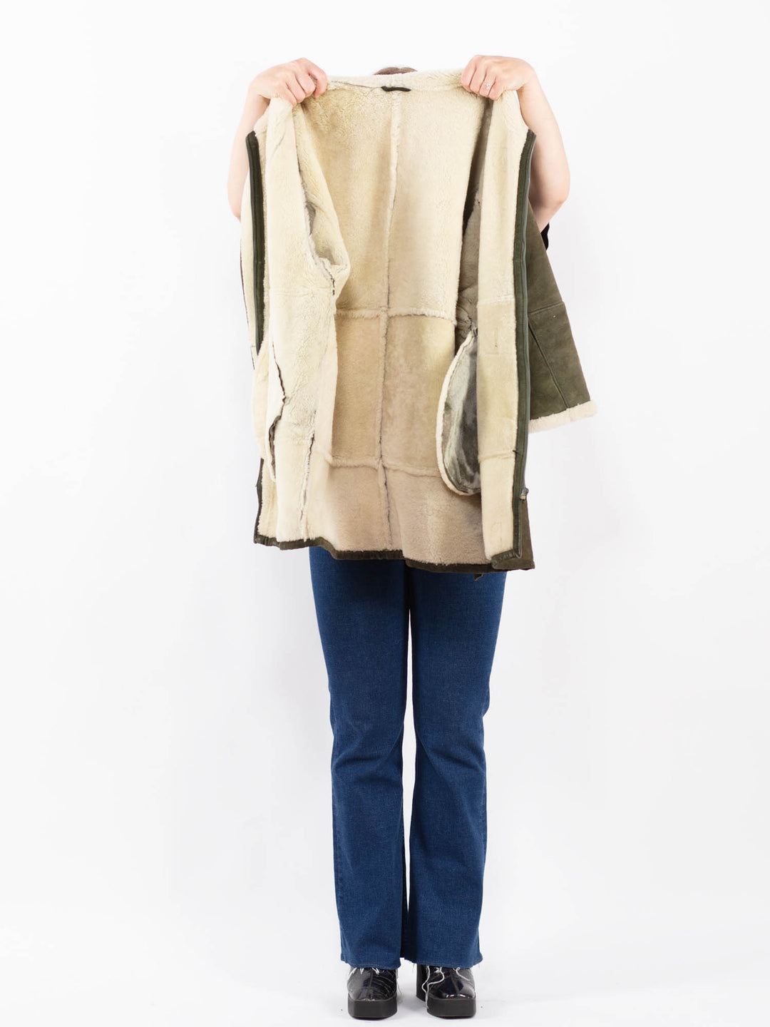 Vintage 80's Women Sheepskin in GreenA0366