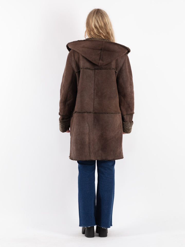 Vintage 80's Women Sheepskin Coat in Brown