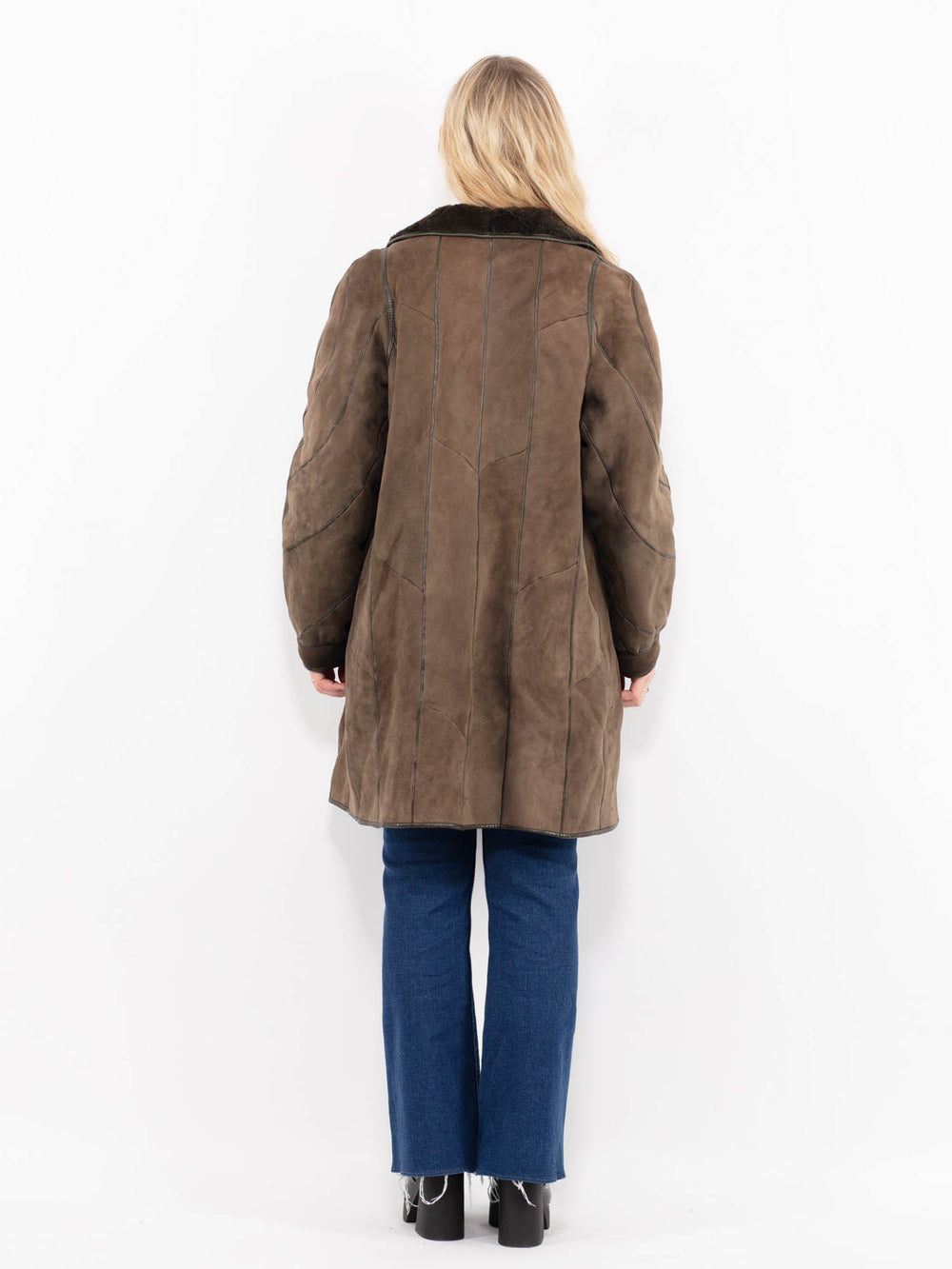 Vintage 80's Women Sheepskin Coat in GreenA0996