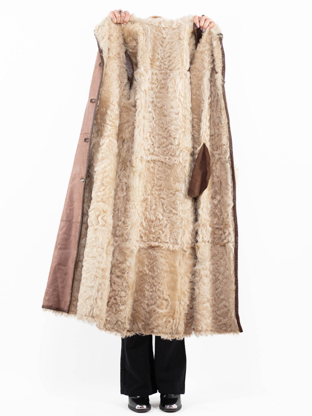 Vintage 80's Women Sheepskin Coat in BrownA0160