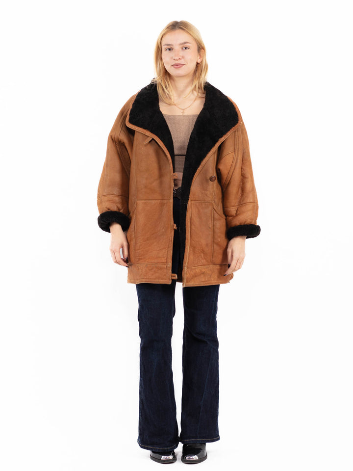 Vintage 80's Women Sheepskin Coat in BrownA0725