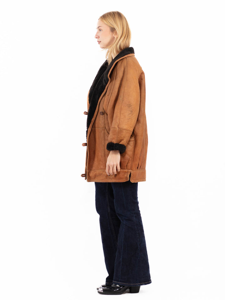 Vintage 80's Women Sheepskin Coat in BrownA0725