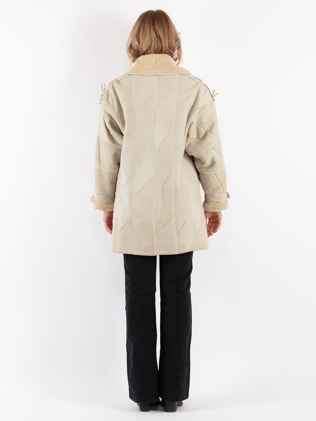 Vintage 80's Women Sheepskin Coat in Gray