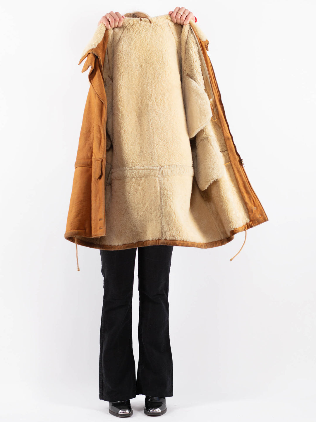 Vintage 80's Women Sheepskin Shearling in BrownV9655