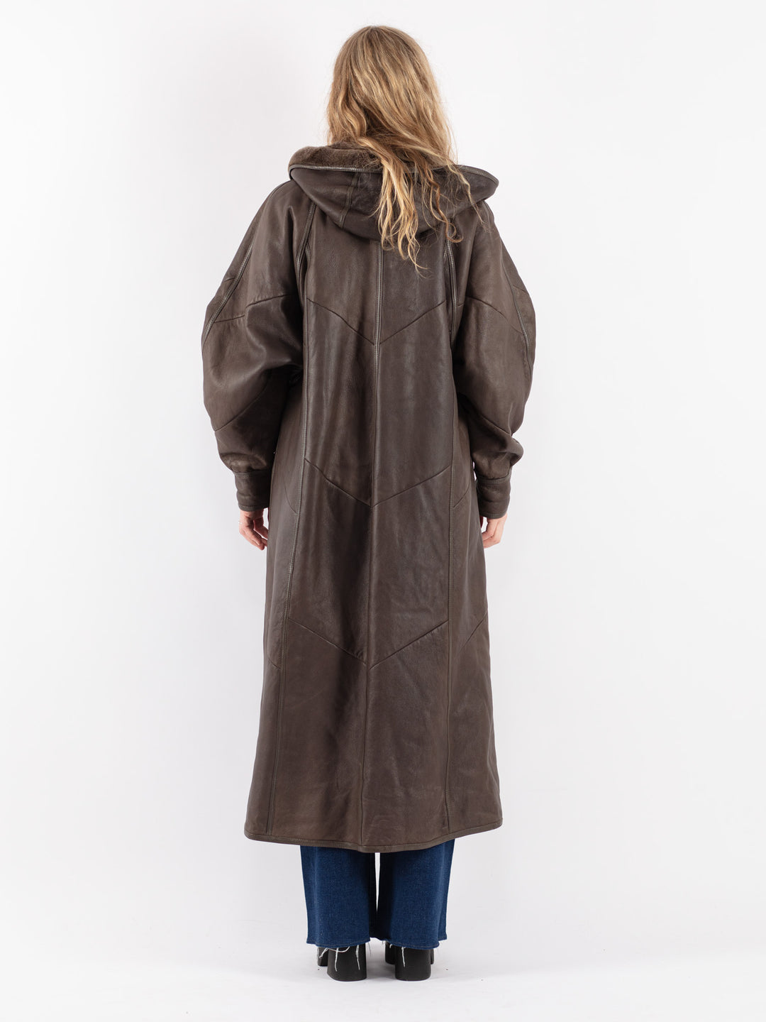 Vintage 80's Women Sheepskin Coat in Brown