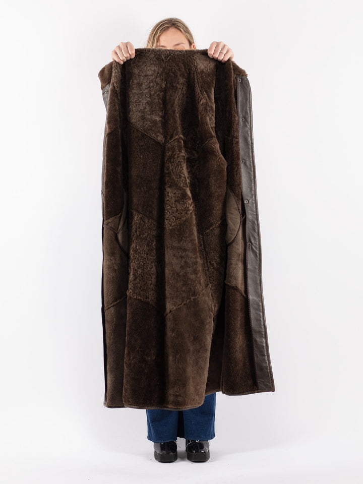 Vintage 80's Women Sheepskin Coat in Brown