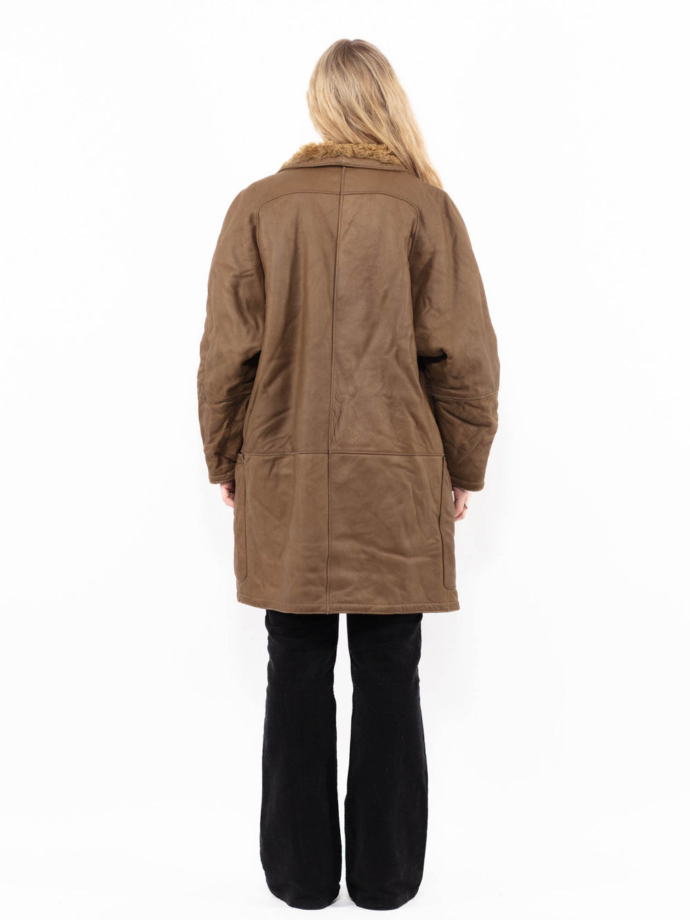 Vintage 80's Women Sheepskin Coat in BrownA0896