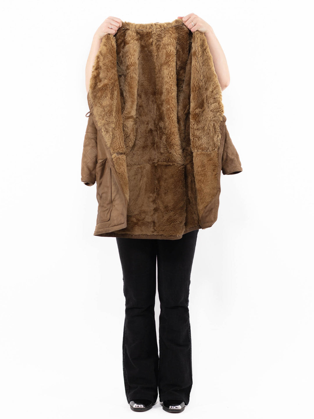 Vintage 80's Women Sheepskin Coat in BrownA0896