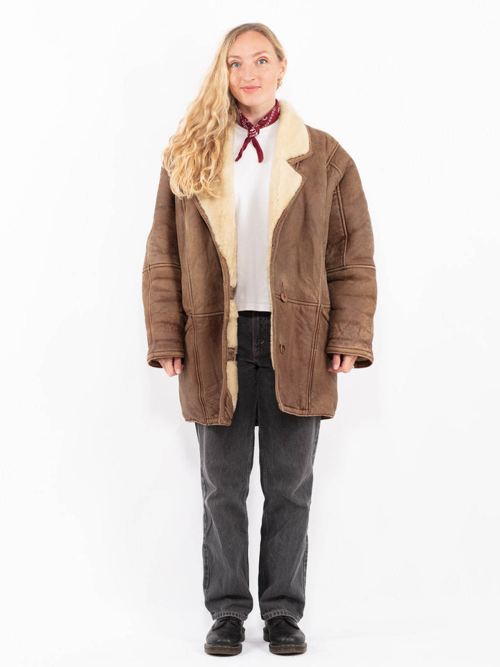 Vintage 80's Women Sheepskin Coat in BrownA0615