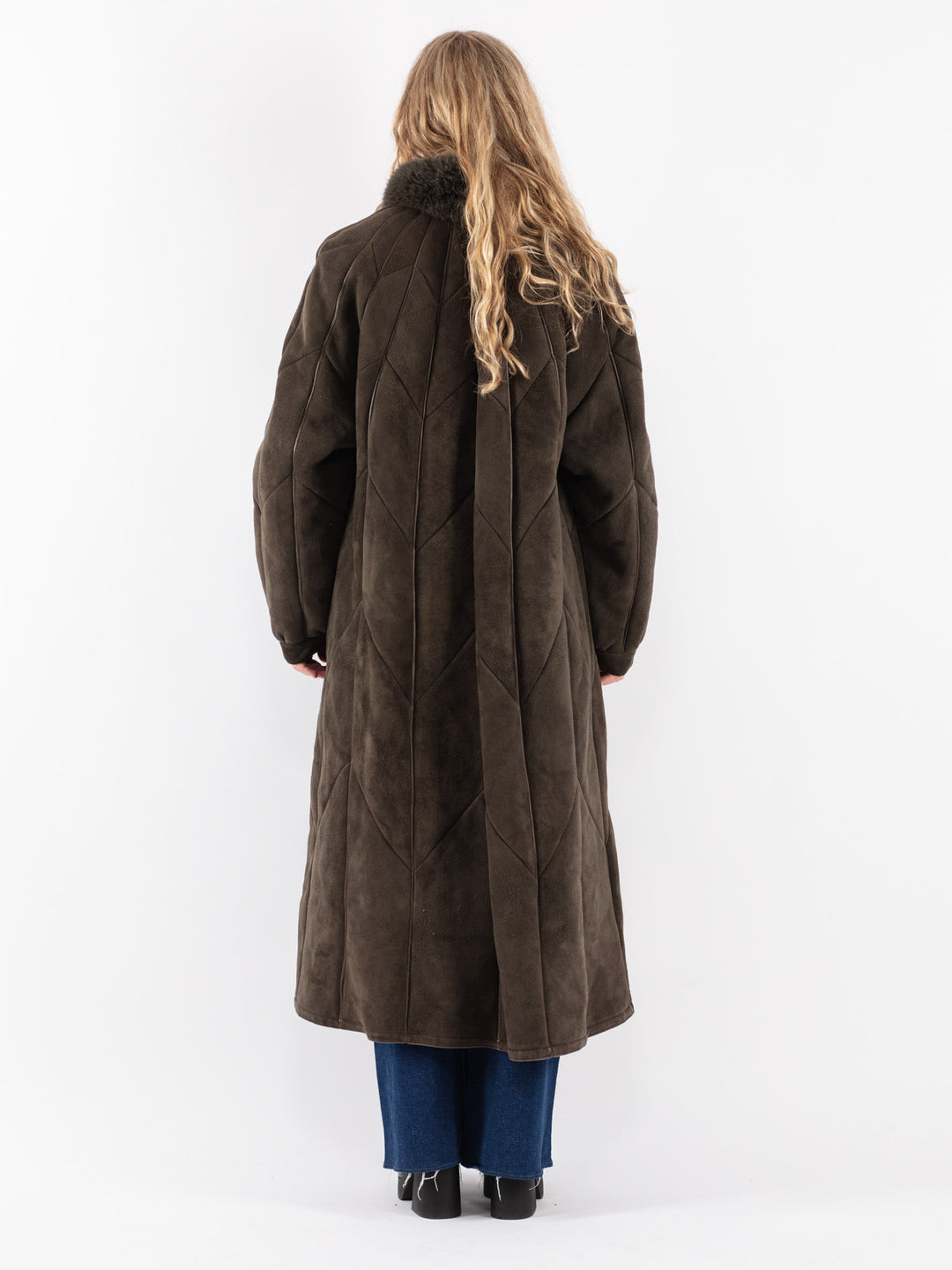 Vintage 80's Women Sheepskin Coat in GreenV8575