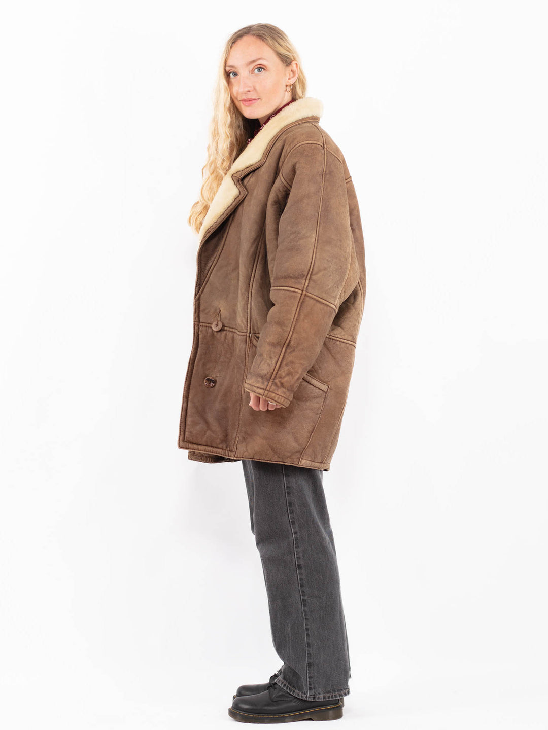 Vintage 80's Women Sheepskin Coat in BrownA0615